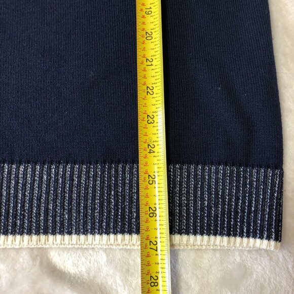Bugatti Navy & Cream Long Sleeve Zip Up Knit Sweater Size 42 (Large) - Picture 10 of 10
